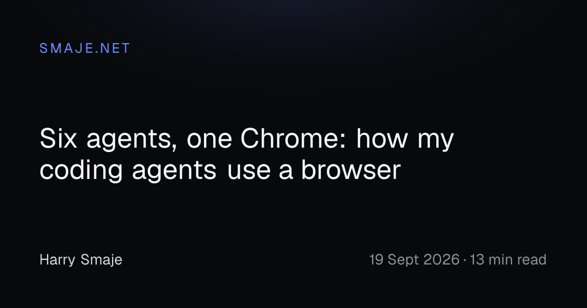 Preview artwork for Six agents, one Chrome: how my coding agents use a browser