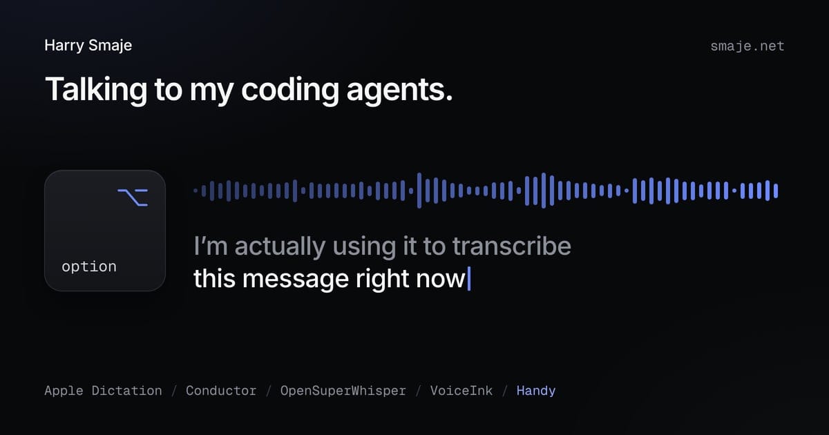 Preview artwork for Talking to my coding agents: VoiceInk, Handy and other dictation apps