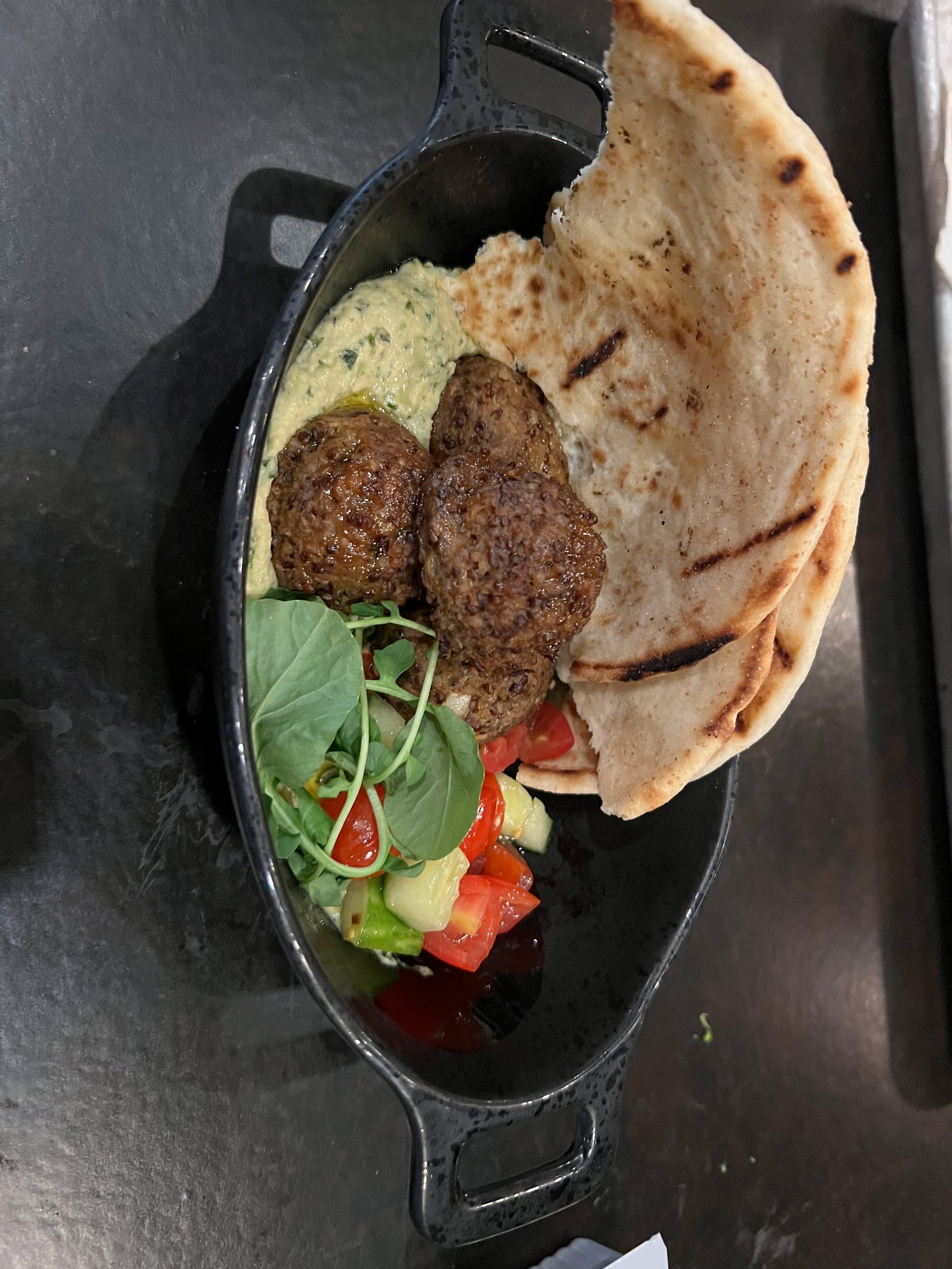 Kefta, hummus and flatbread at Docking Bay 7.