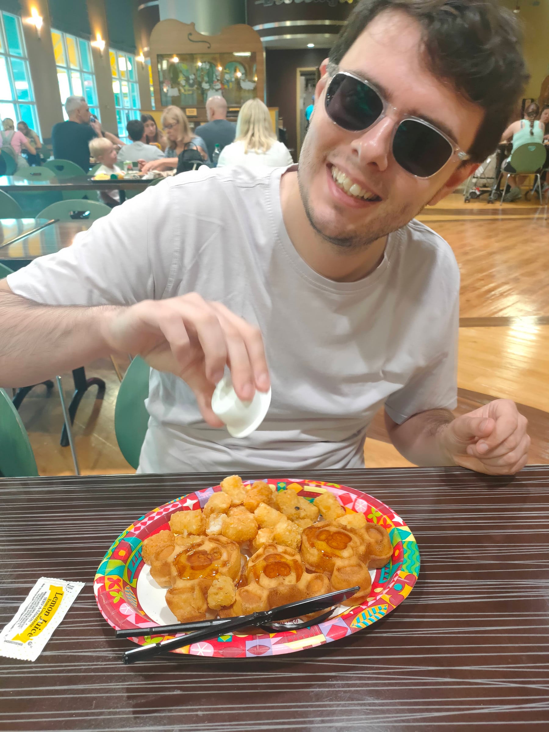 Mickey waffles for breakfast.