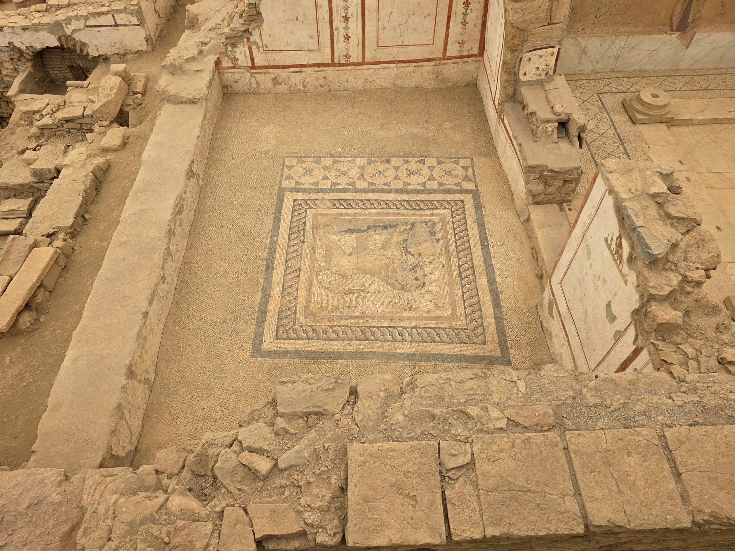 A mosaic floor in the Terrace Houses.