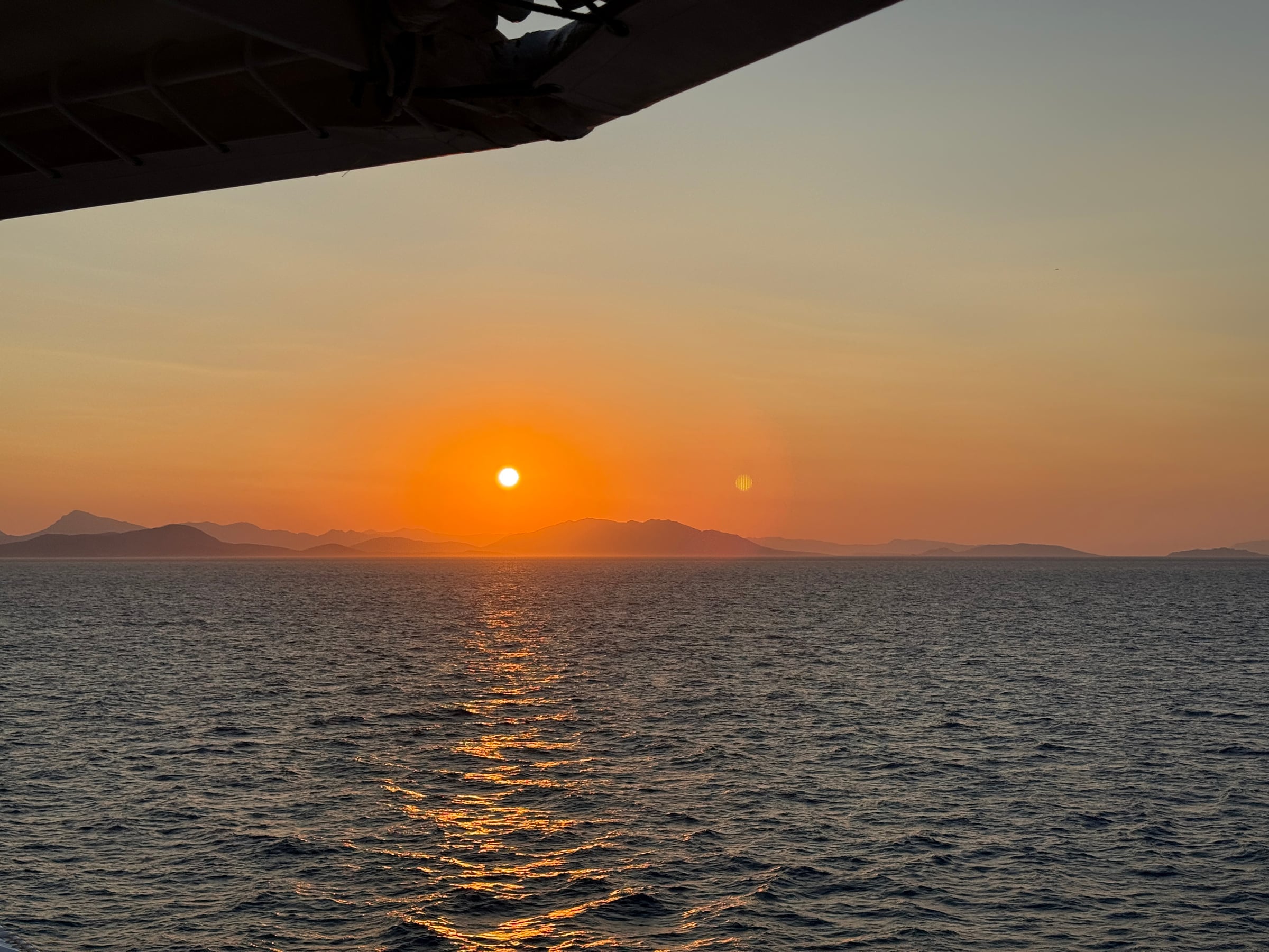 Our first sunset at sea.