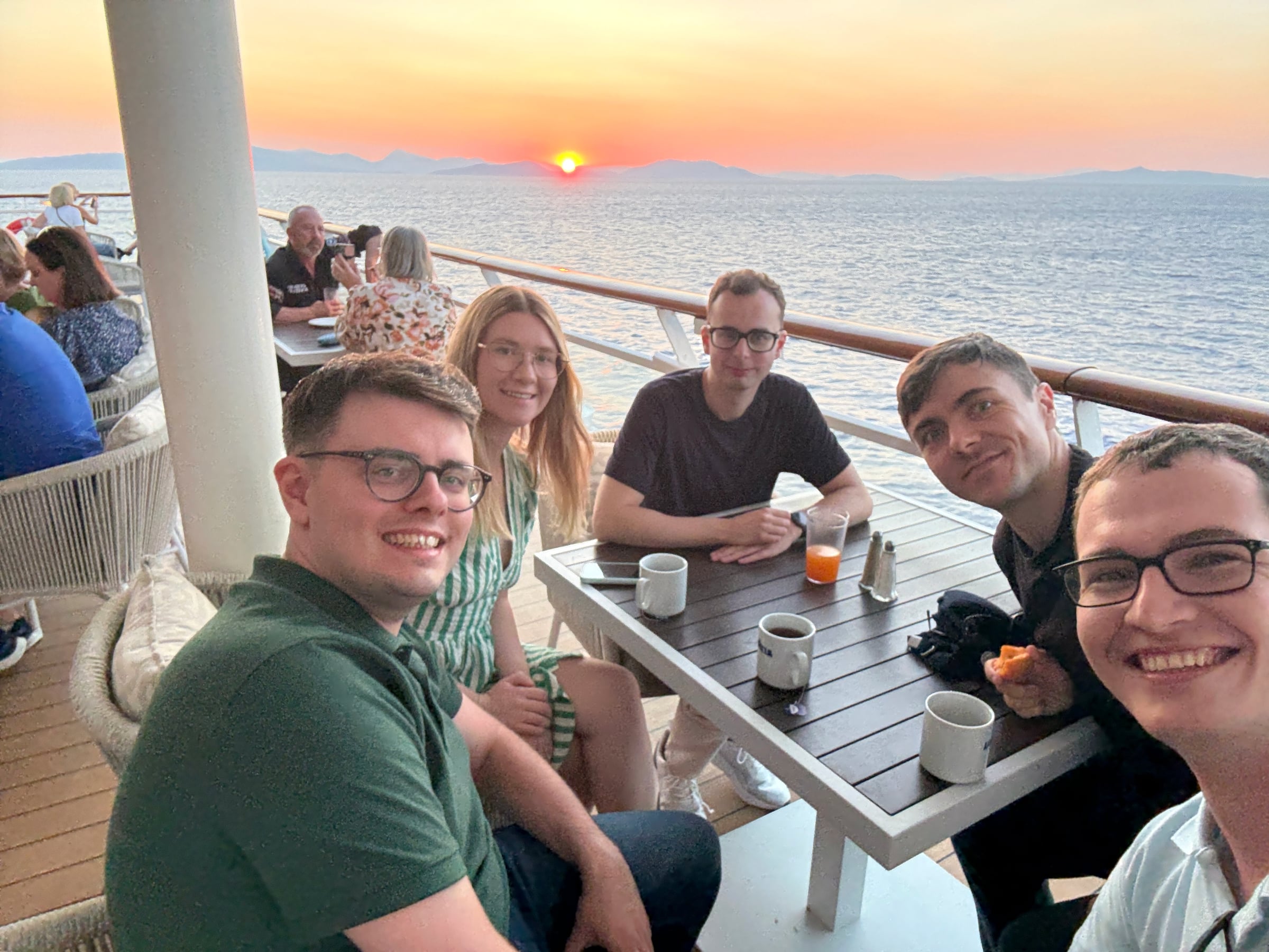 The five of us on deck on our first evening.