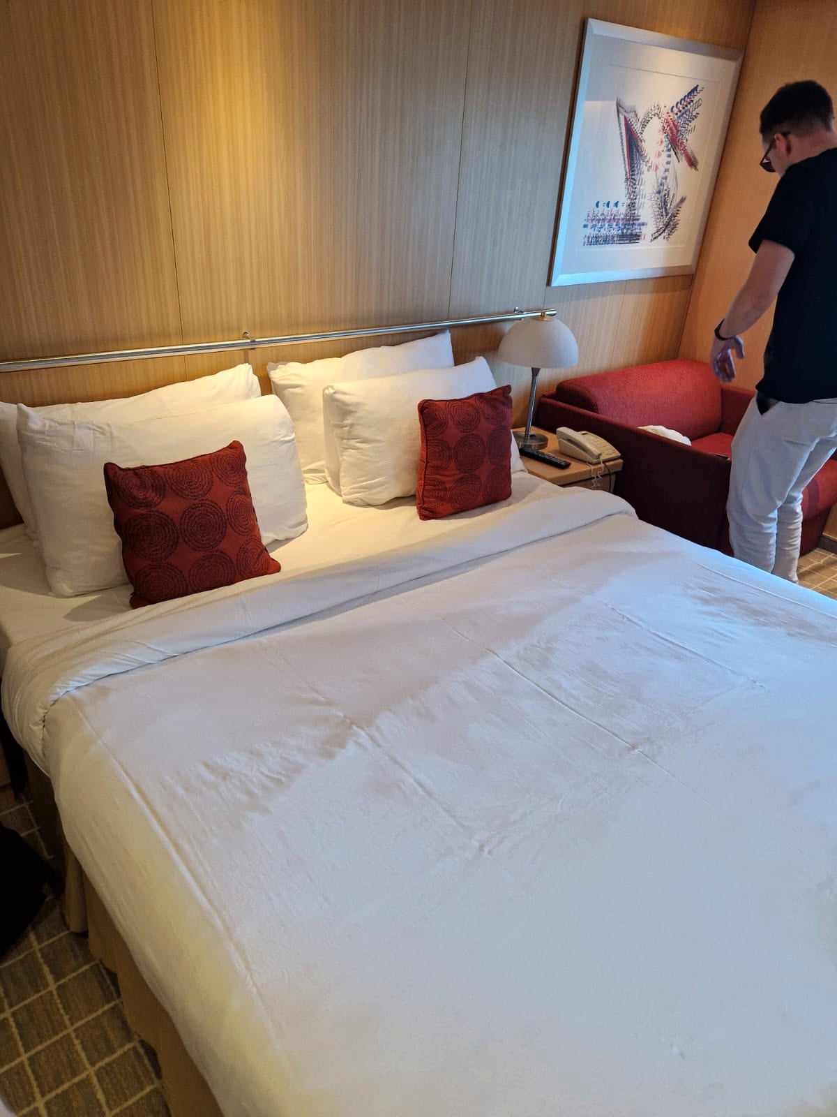 Our ocean-view room on Celebrity Infinity.