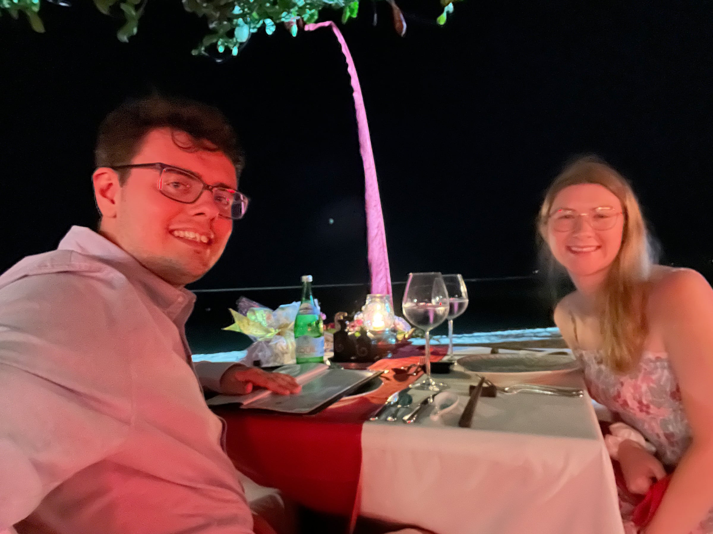Dinner beside the beach.