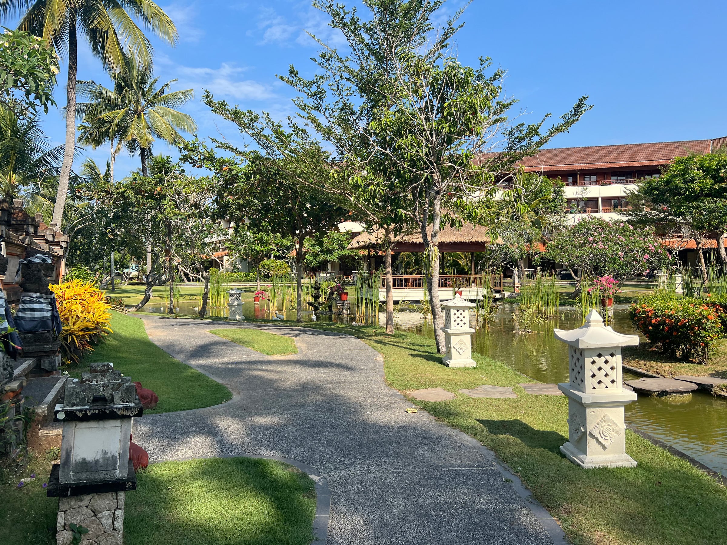 The resort gardens on our last afternoon in Bali.