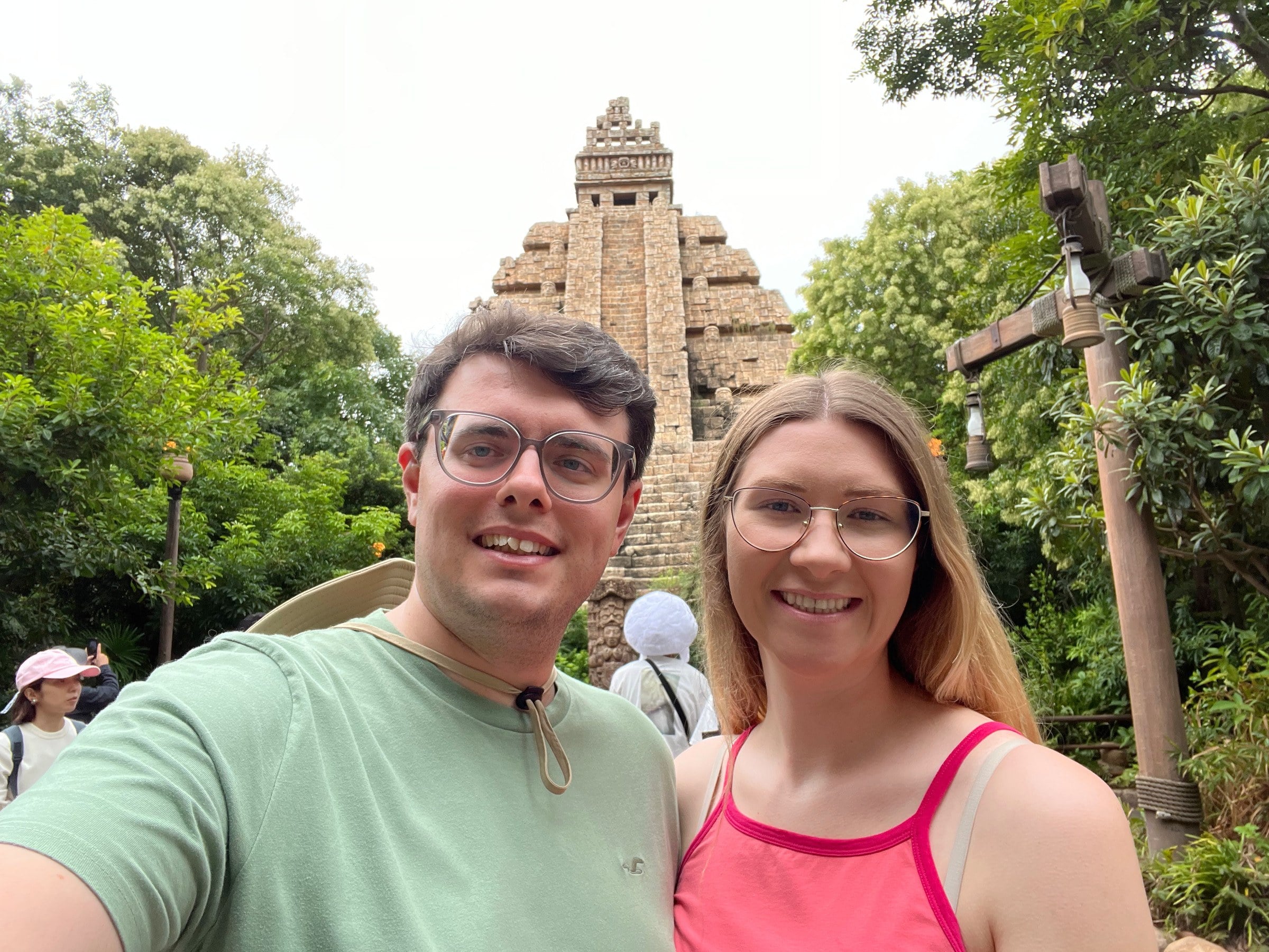 Together outside the Indiana Jones temple at DisneySea.