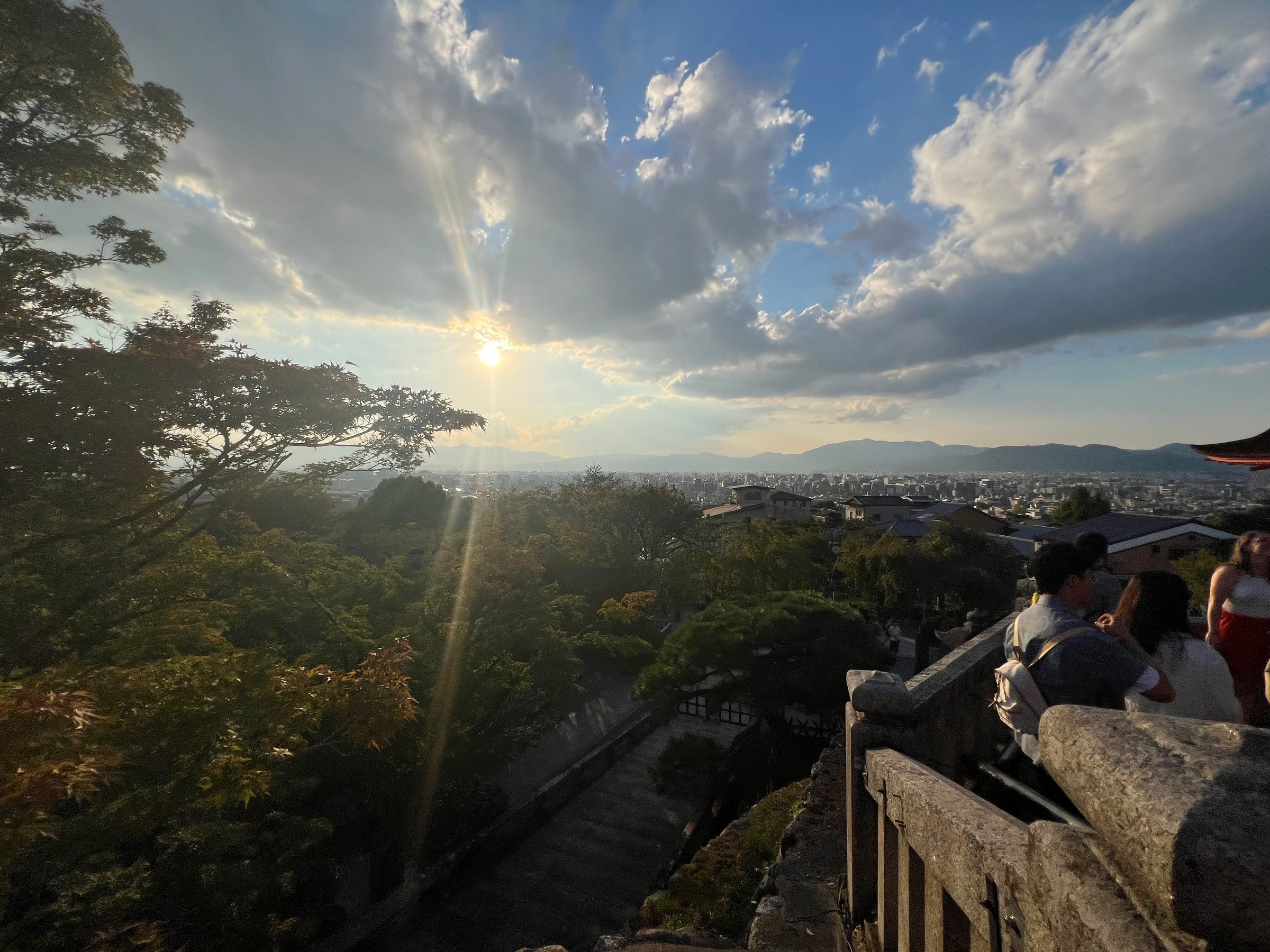 Late-afternoon light over Kyoto from Kiyomizu-dera.