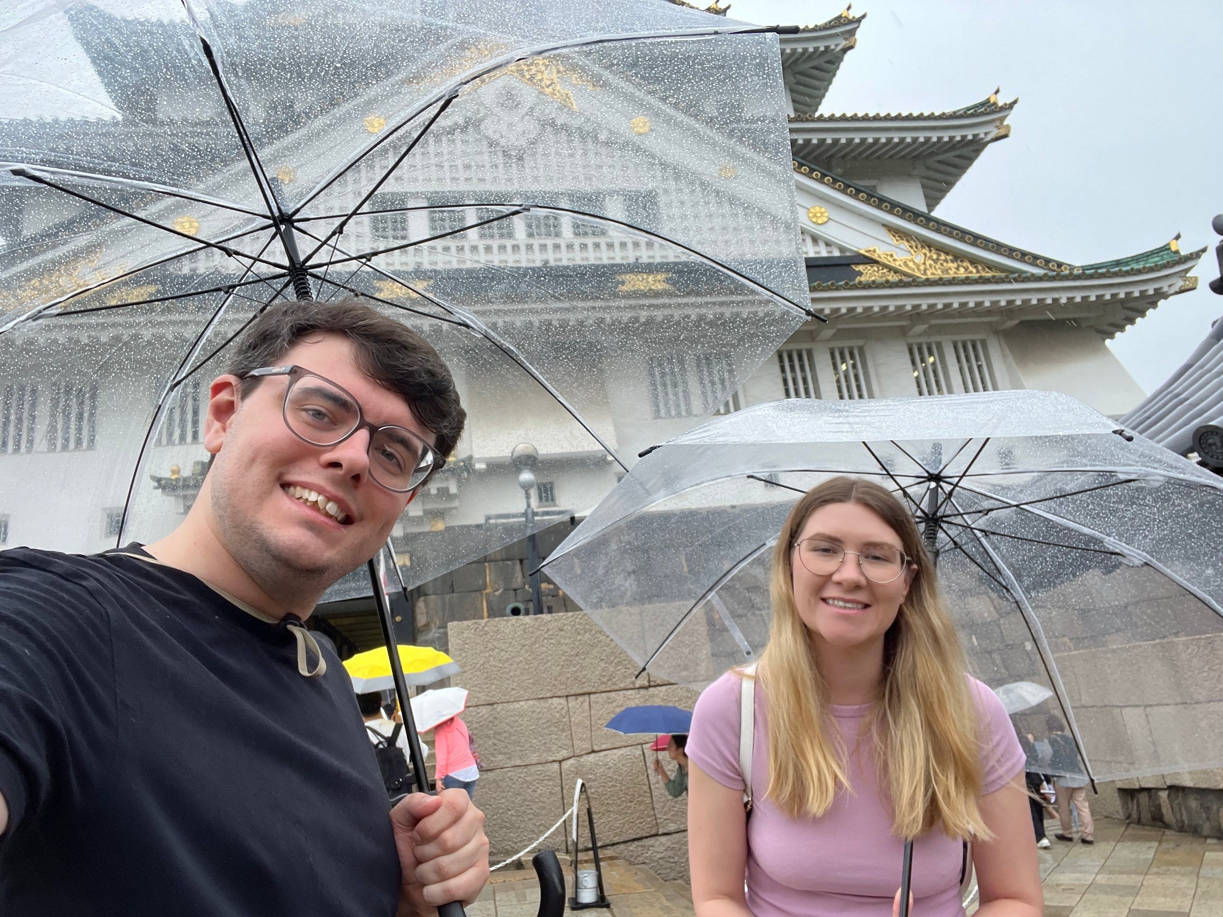 A rainy stop at Osaka Castle.
