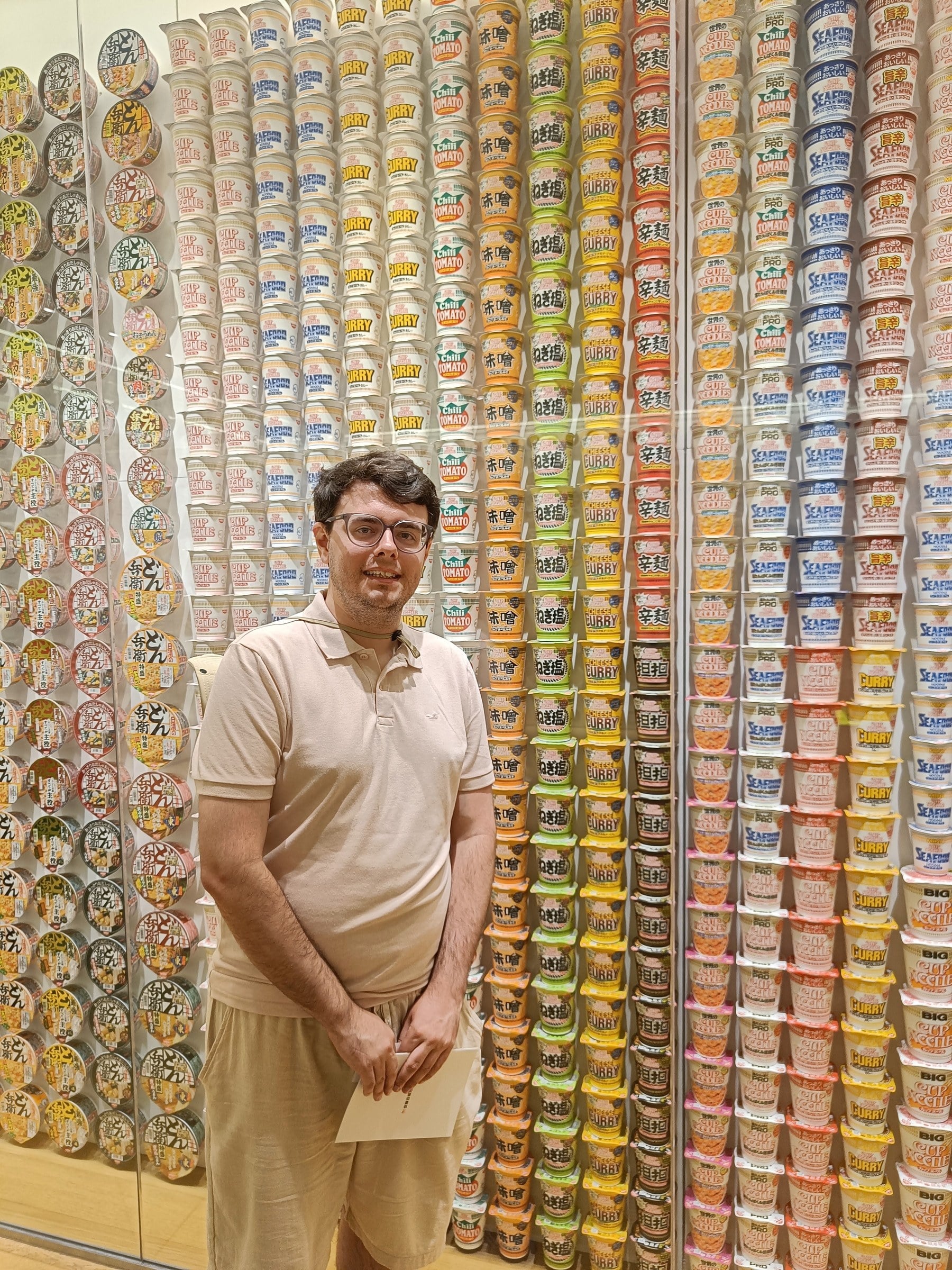Among the noodle packaging at the museum.