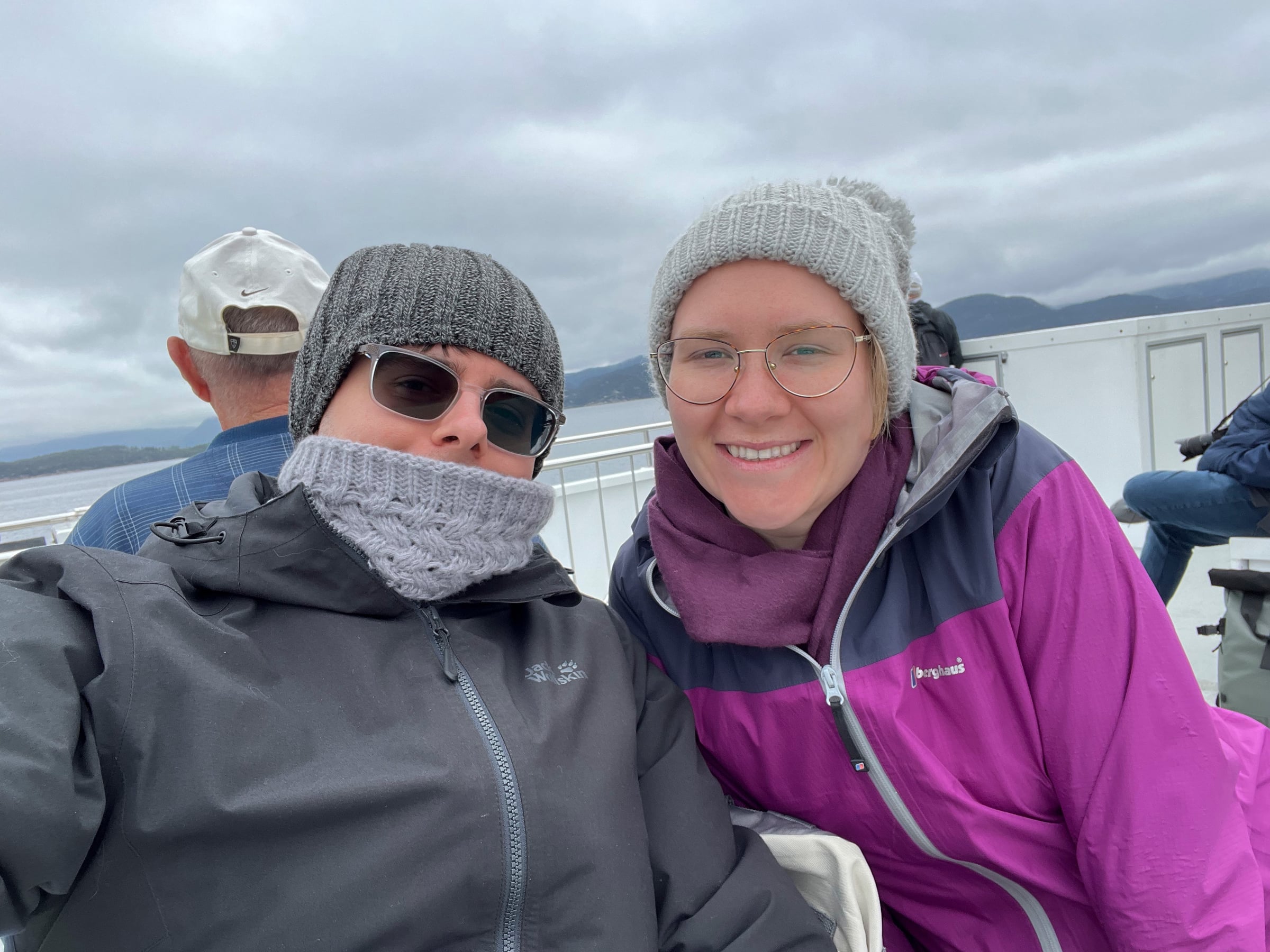 Hats and extra layers for the electric boat trip.