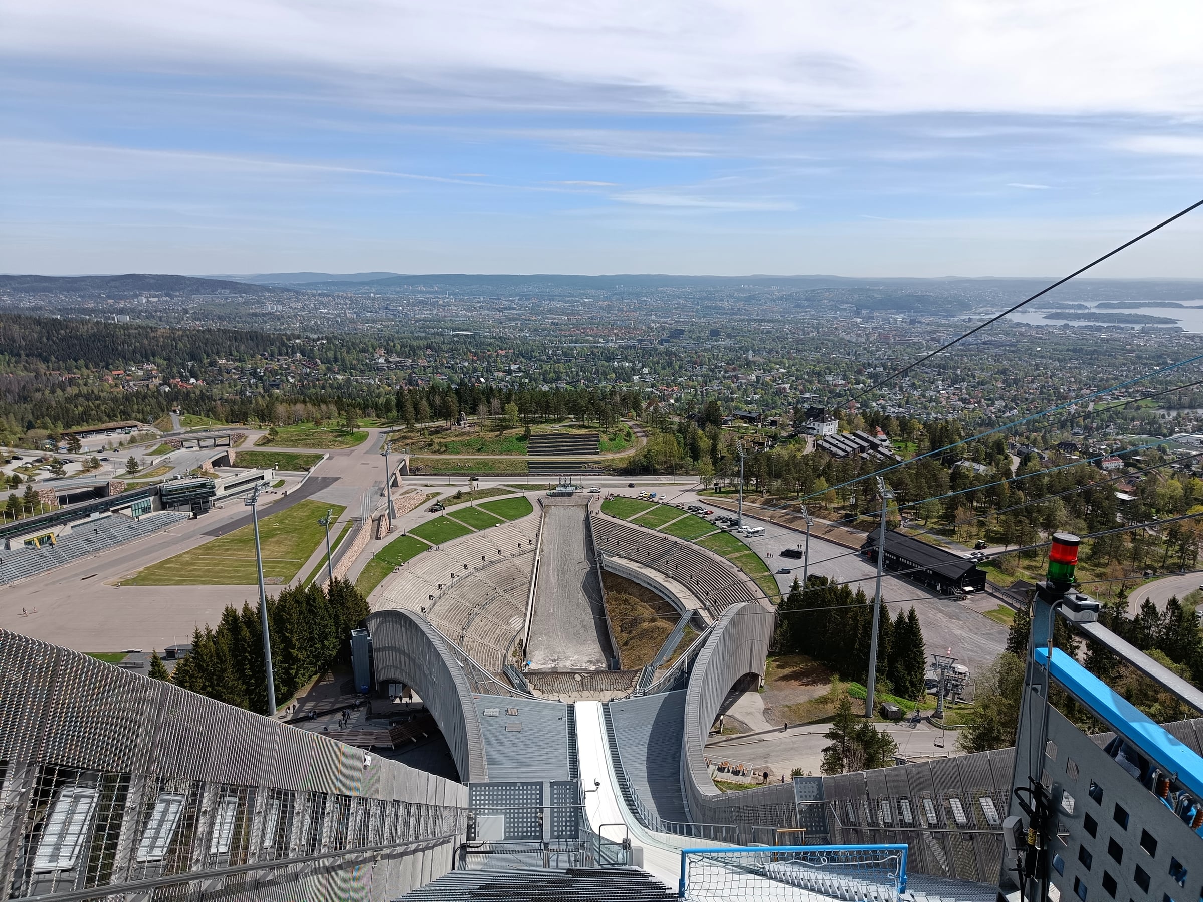 Looking down from the Holmenkollen ski-jump tower.