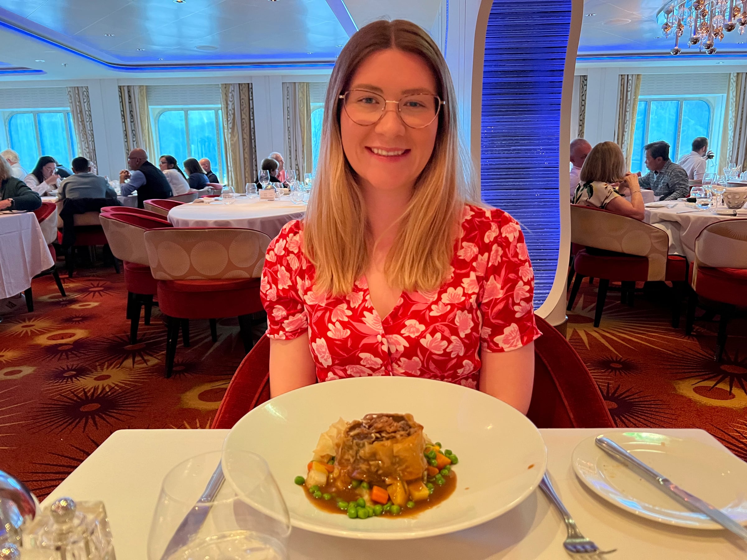 Lucy at dinner in the main dining room.