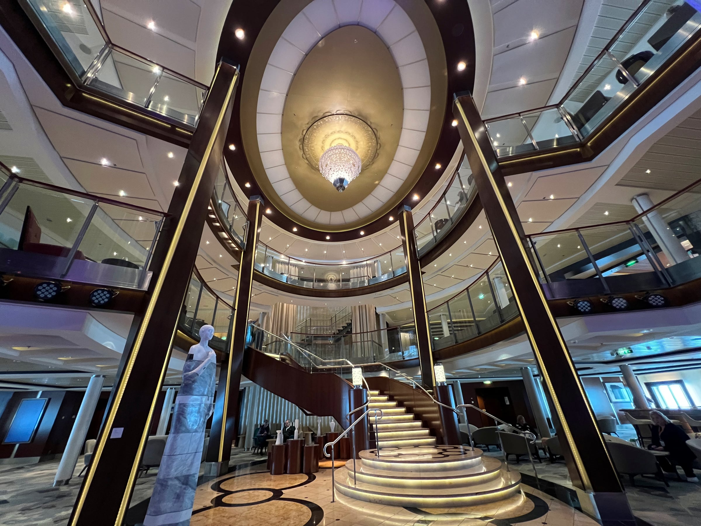 The central atrium and glass lifts on Celebrity Silhouette.