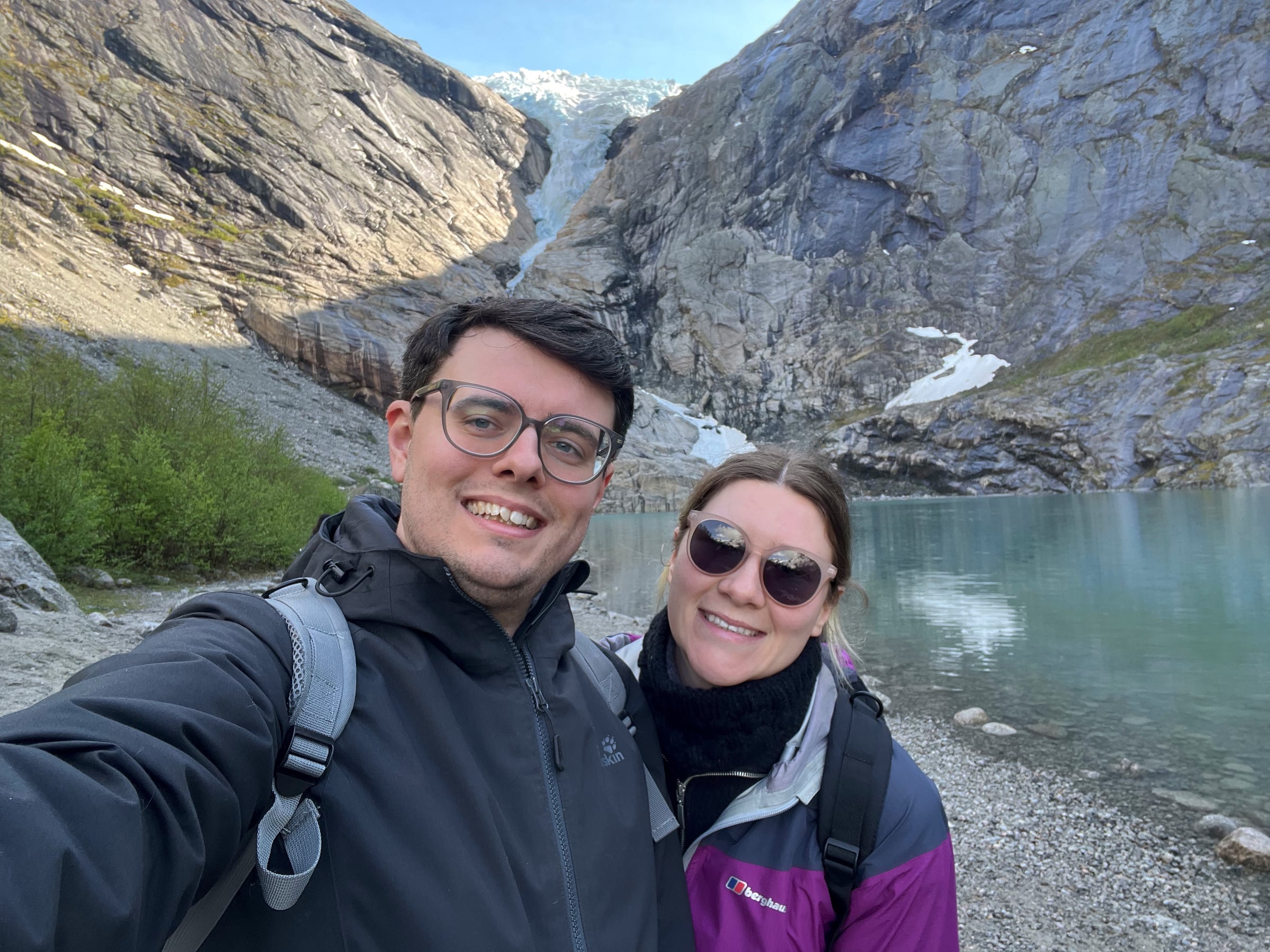 Together at Briksdal, with the glacier behind us.