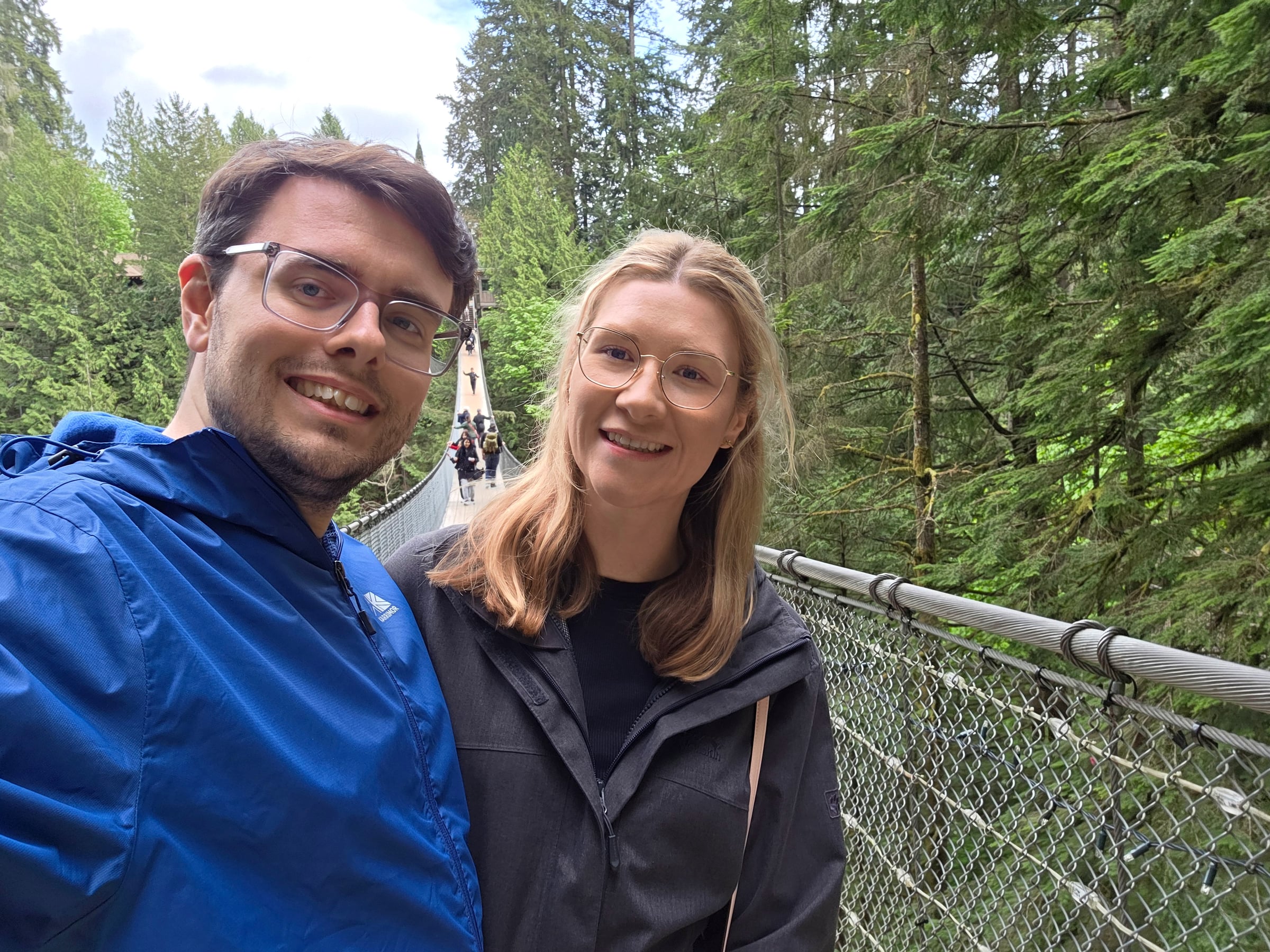 Together on the main suspension bridge at Capilano.