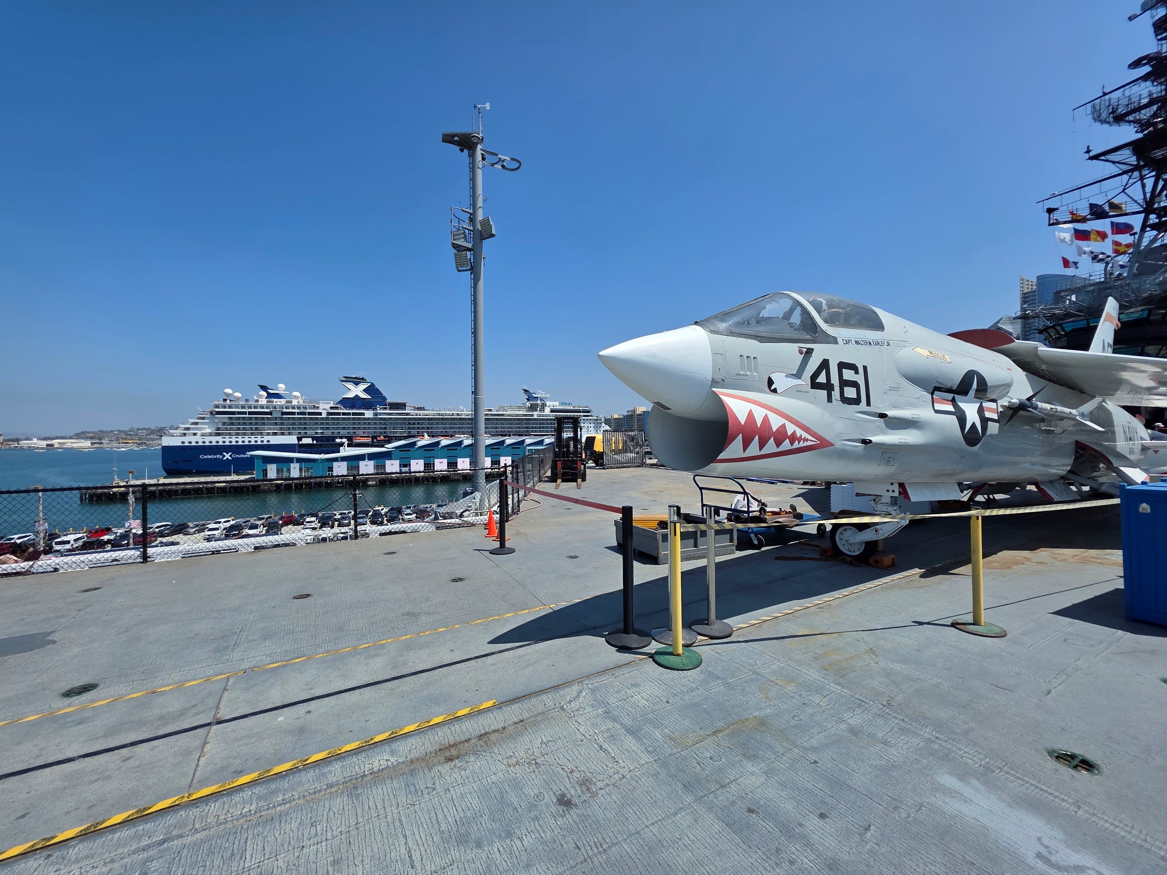 Aircraft on Midway's flight deck, with Summit nearby.