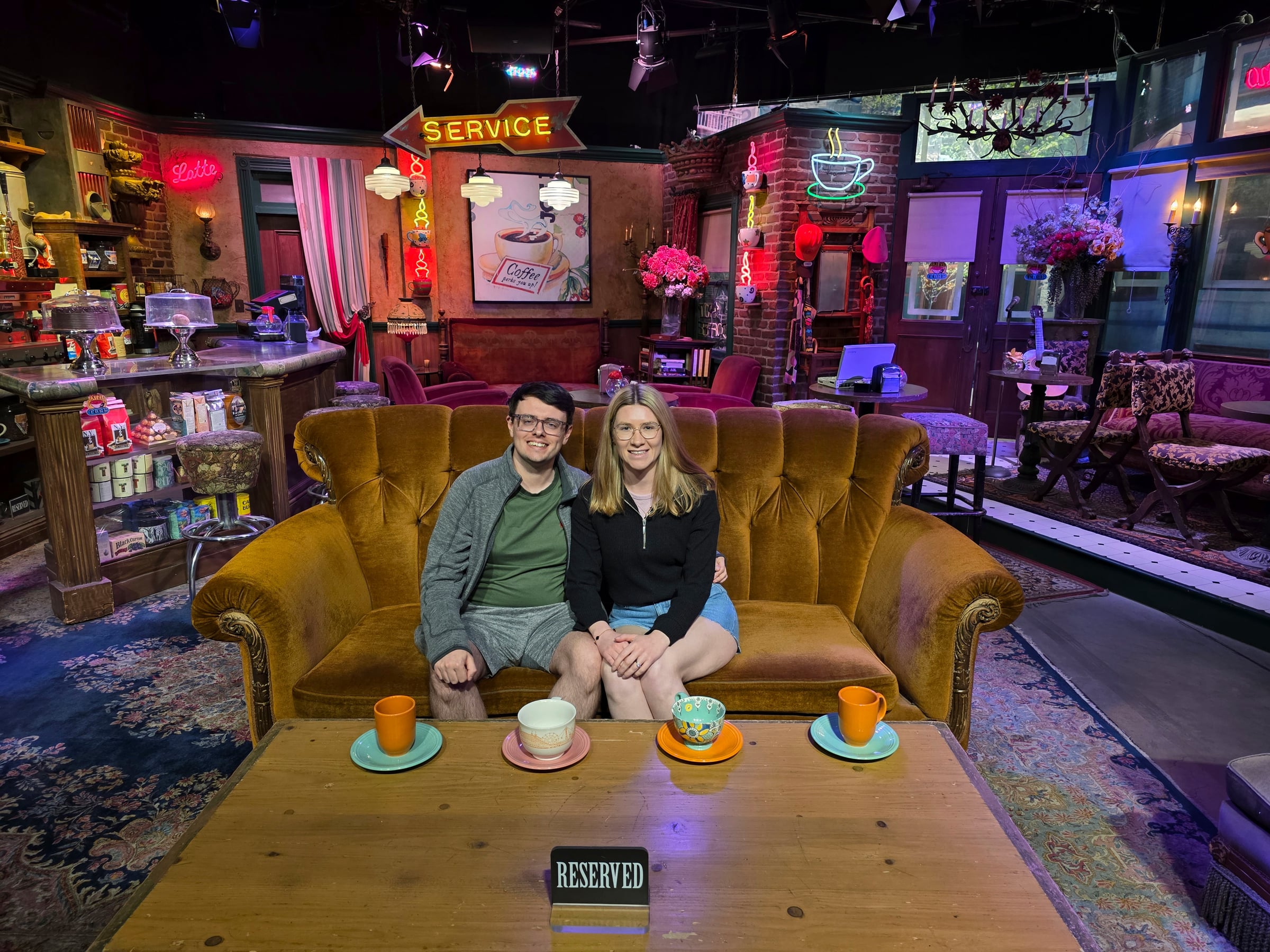 On the Central Perk sofa at Warner Bros.