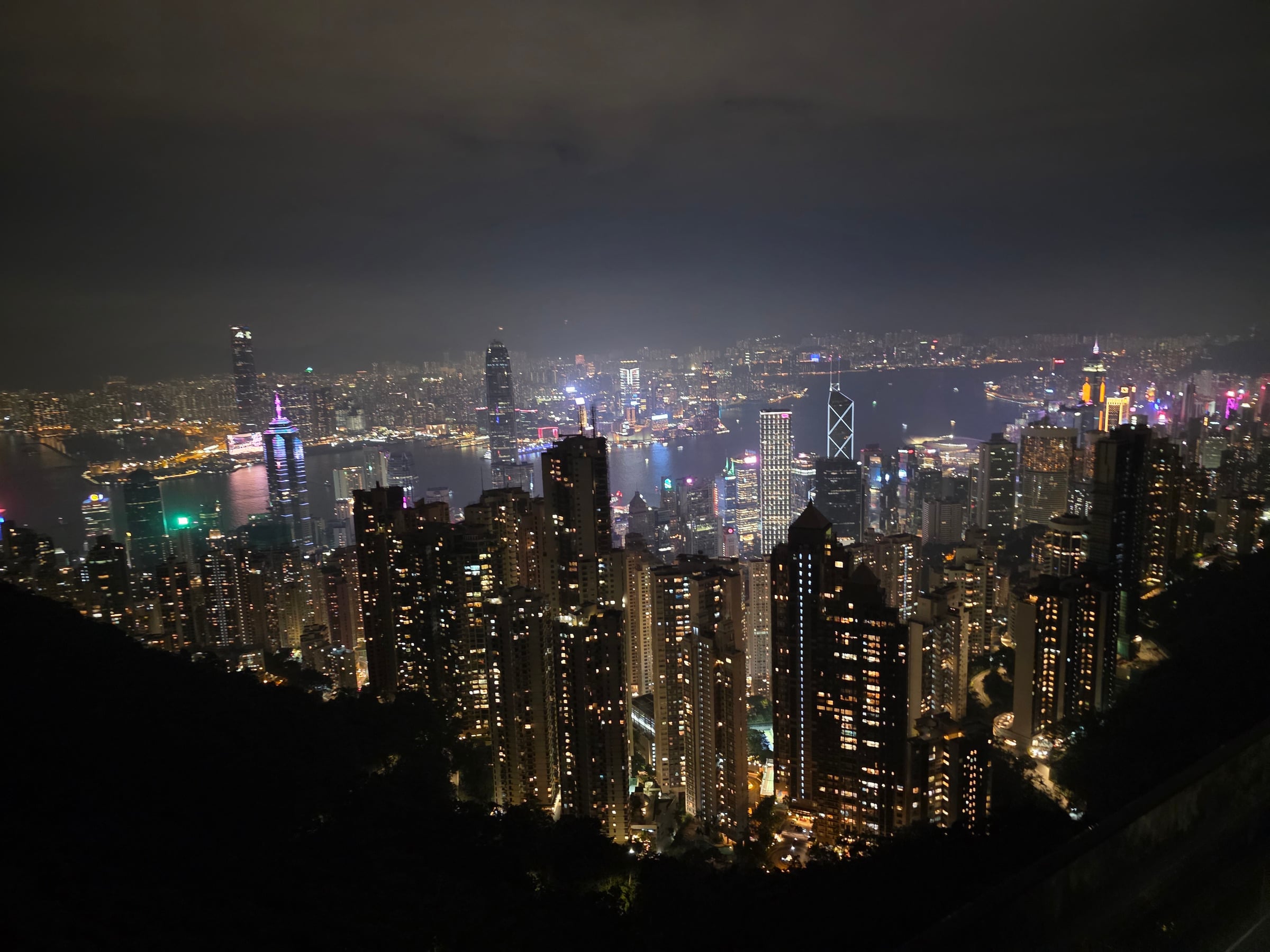 Hong Kong from the Peak after dark.
