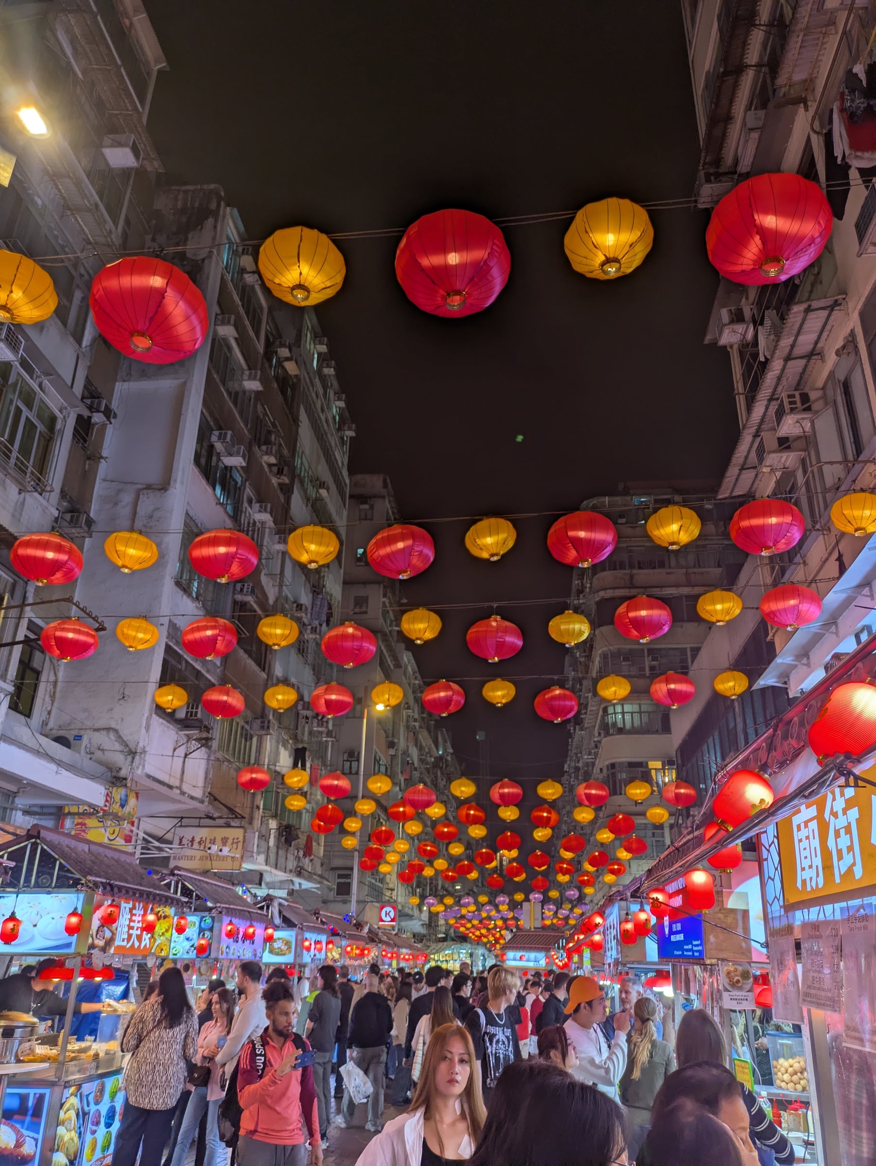 Lanterns above the market street.