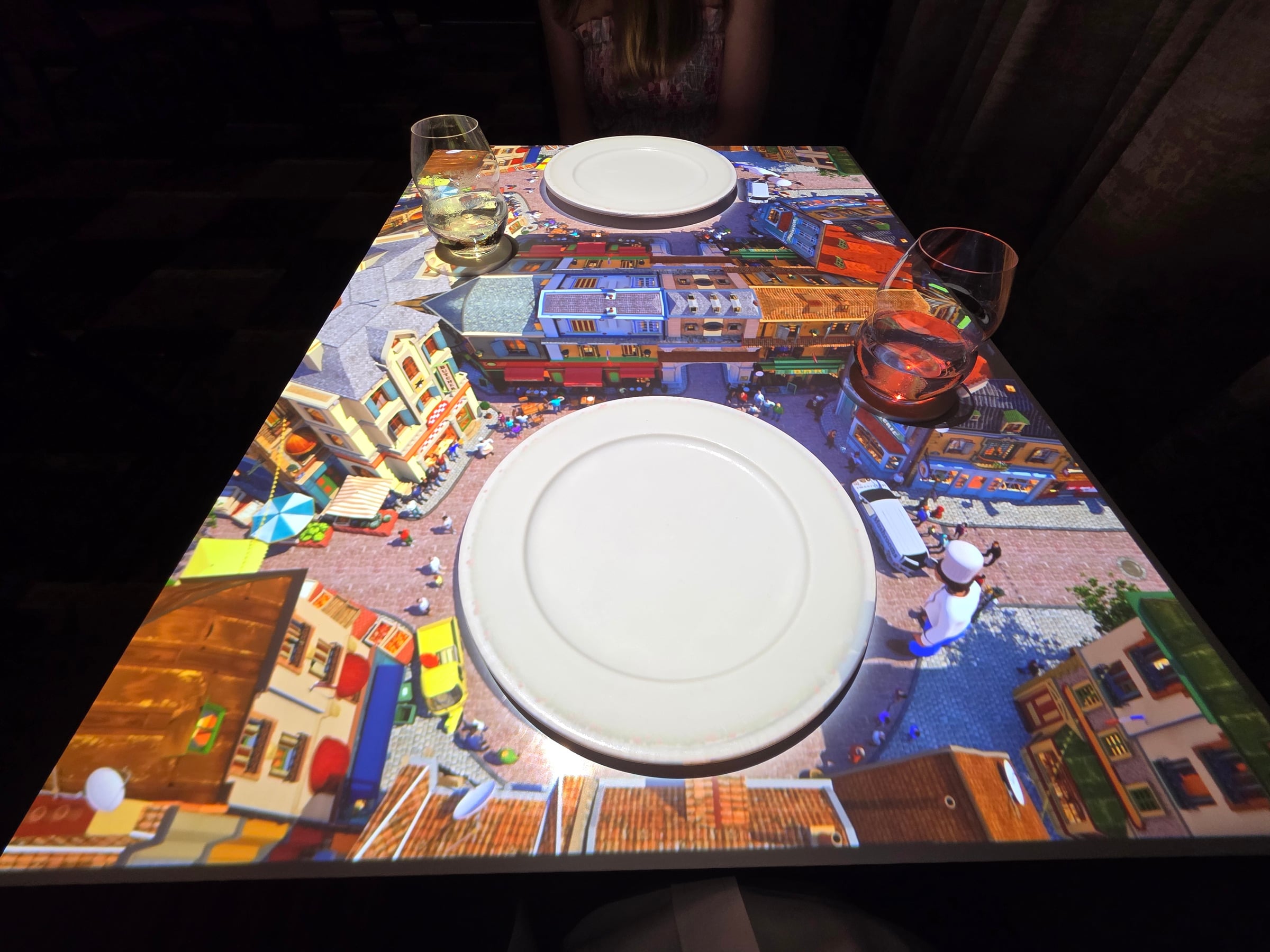 Dinner with an animated table setting.