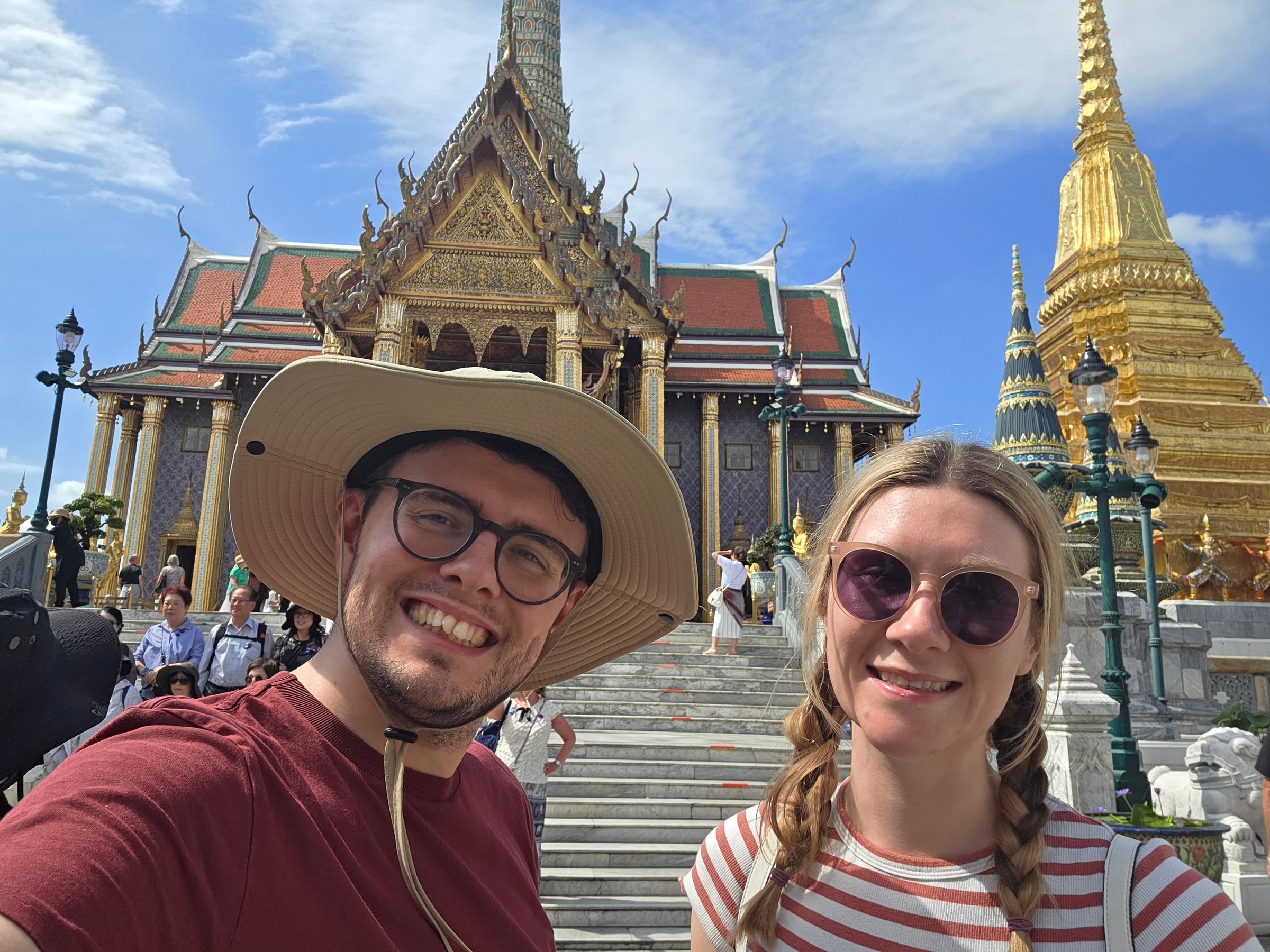At the Grand Palace temple complex.